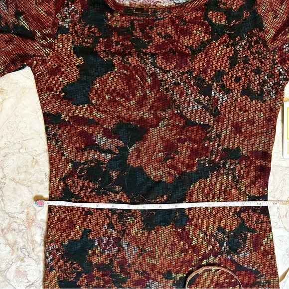 NWT LuLaRoe Julia Orange Floral Body-Con Dress Size XXS - Picture 10 of 15